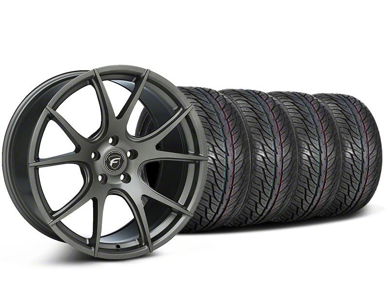Staggered Gunmetal Forgestar CF5V Monoblock Wheel & General Tire Kit - 19x9/10 (05-14 All)