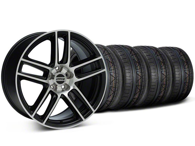 Staggered Black Machined Boss Laguna Style Wheel & NITTO INVO Tire Kit - 19x9/10 (05-14 All)