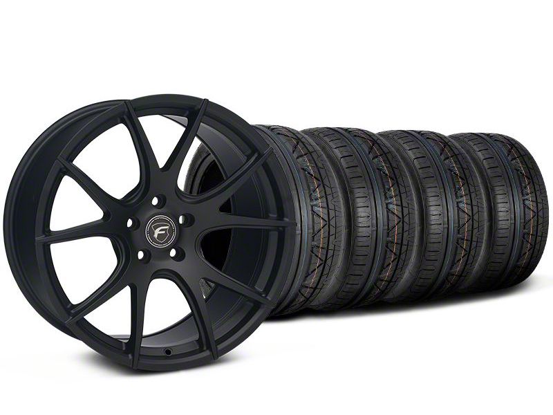 Staggered Matte Black Forgestar CF5V Monoblock Wheel & NITTO INVO Tire Kit - 19x9/10 (05-14 All)