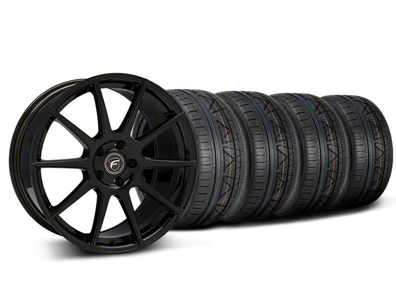 Staggered Piano Black Forgestar CF10 Monoblock Wheel & NITTO INVO Tire Kit - 19x9/10 (05-14 All)