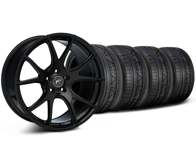 Staggered Piano Black Forgestar CF5V Monoblock Wheel & NITTO INVO Tire Kit - 19x9/10 (05-14 All)