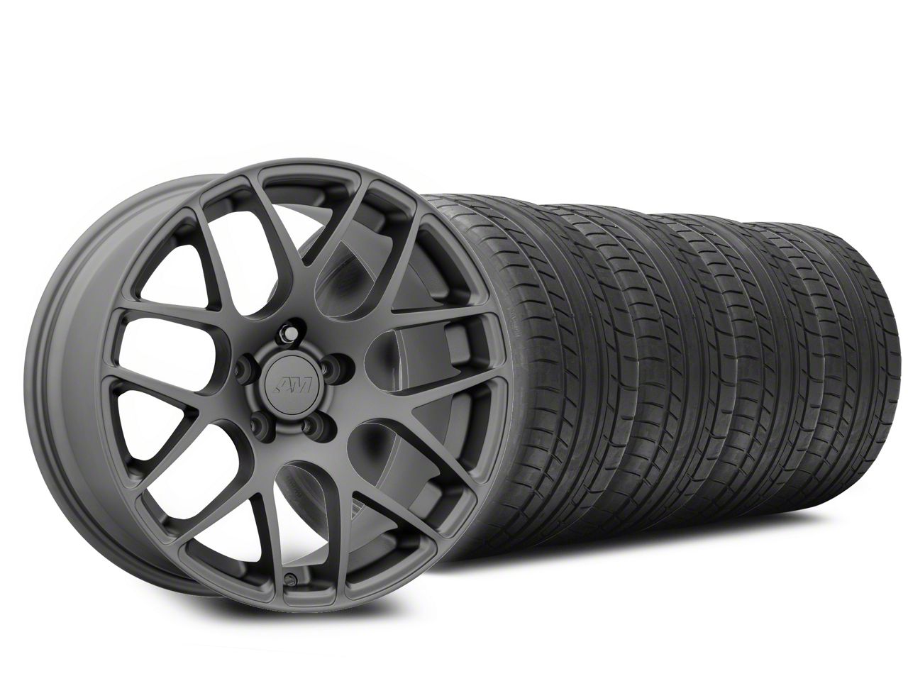 Staggered Charcoal AMR Wheel & Mickey Thompson Tire Kit - 20x8.5/10 (05-14 All)