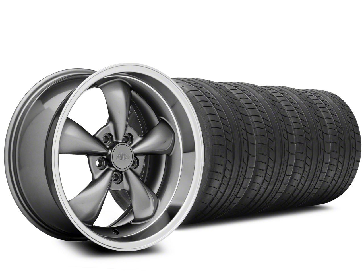 Staggered Anthracite Deep Dish Bullitt Wheel & Mickey Thompson Tire Kit - 20x8.5/10 (05-14 GT, V6)