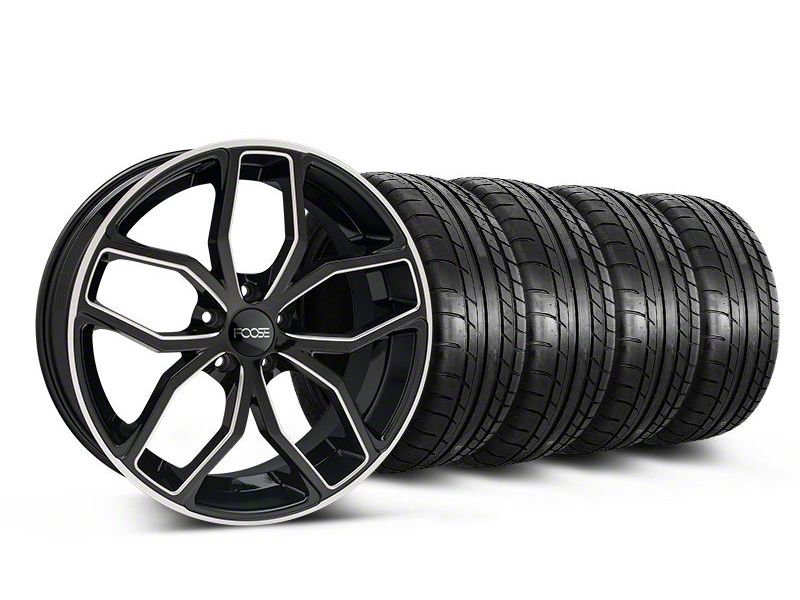 Staggered Black Machined Foose Outcast Wheel & Mickey Thompson Tire Kit - 20x8.5/10 (05-14)