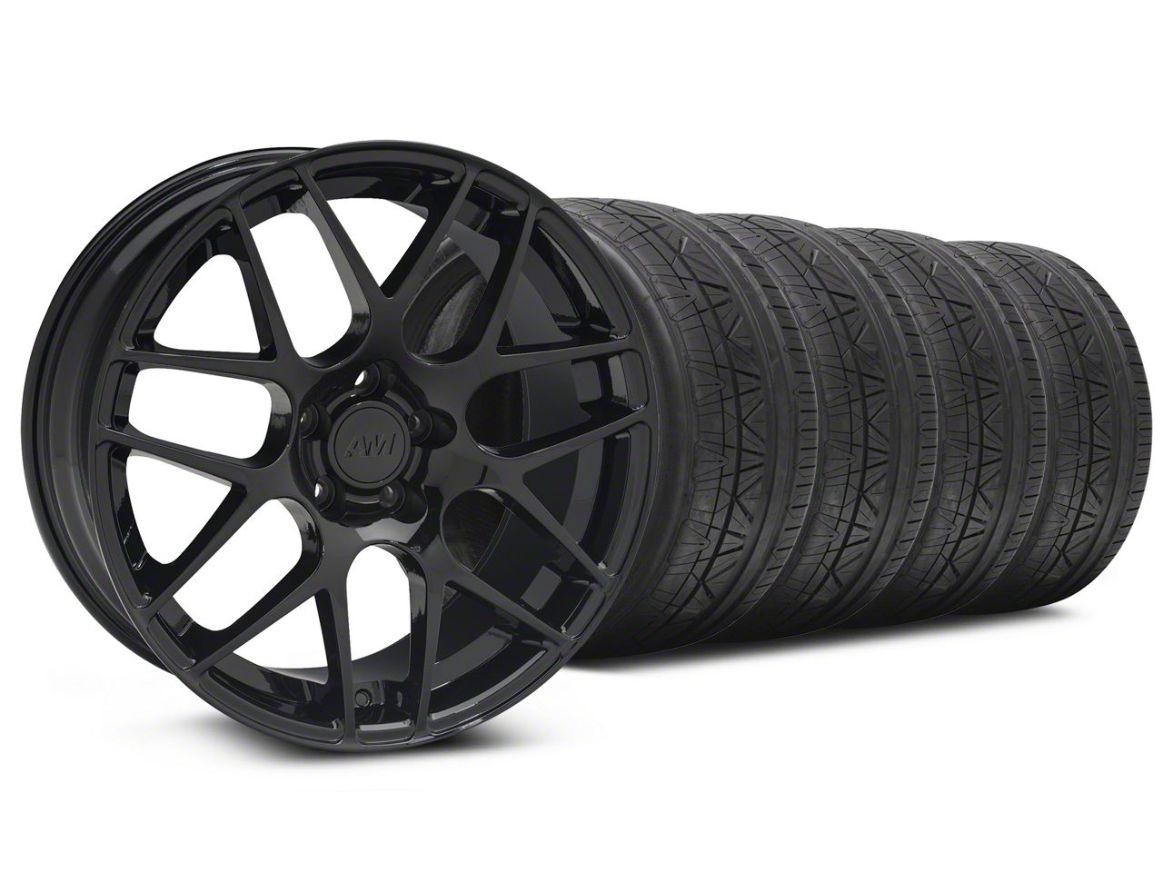 Staggered Black AMR Wheel & NITTO INVO Tire Kit - 20x8.5/10 (05-14 All)