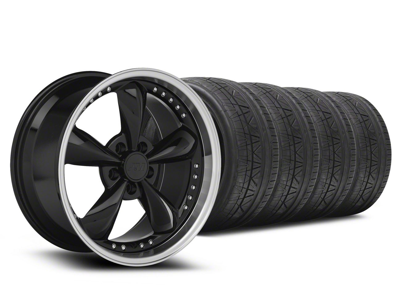 Staggered Black Bullitt Motorsport Wheel & NITTO INVO Tire Kit - 20x8.5/10 (05-14 GT, V6)