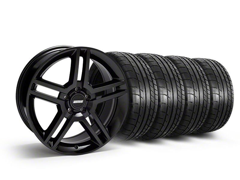 Staggered Black 2010 GT500 Style Mustang Wheel & Mickey Thompson Tire Kit - 19x8.5/10 (05-14 All)