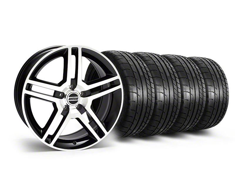 Staggered Black Machined 2010 GT500 Style Mustang Wheel & Mickey Thompson Tire Kit - 19x8.5/10 (05-14 All)