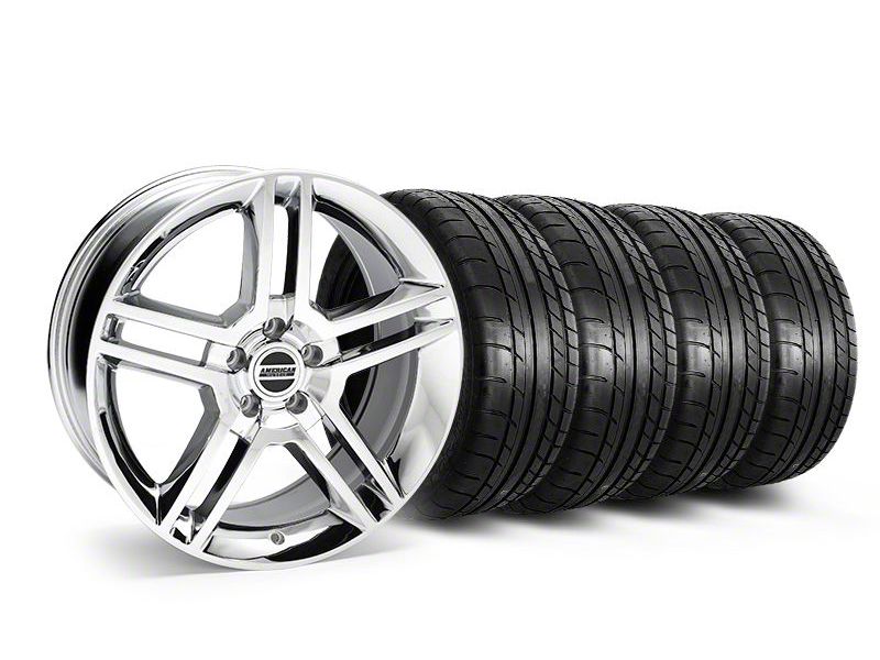 Staggered Chrome 2010 GT500 Style Mustang Wheel & Mickey Thompson Tire Kit - 19x8.5/10 (05-14 All)