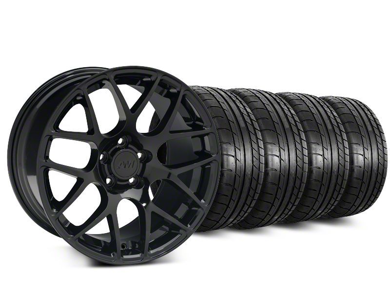 Staggered Black AMR Style Wheel & Mickey Thompson Tire Kit - 19x8.5/10 (05-14 All)