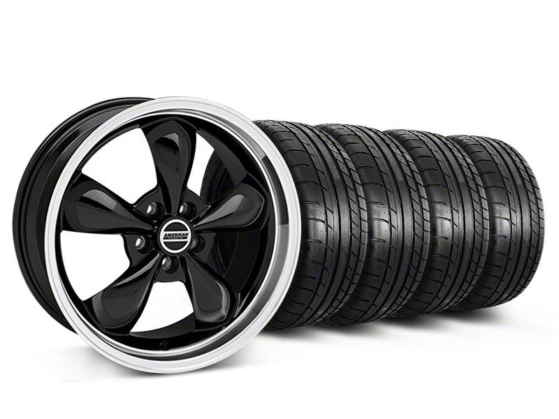 Staggered Black Bullitt Mustang Wheel & Mickey Thompson Tire Kit - 19x8.5/10 (05-14 GT, V6)