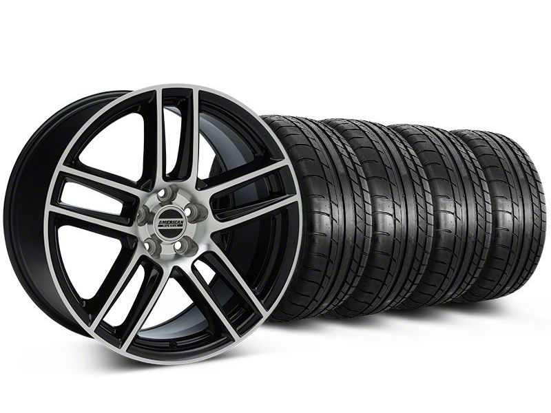 Staggered Black Machined Boss Laguna Style Wheel & Mickey Thompson Tire Kit - 19x9/10 (05-14 All)