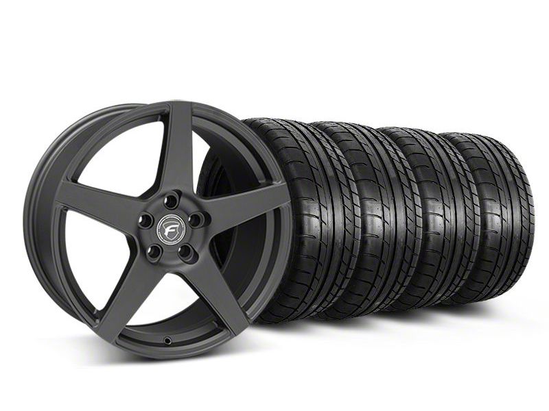 Staggered Matte Black Forgestar CF5 Monoblock Wheel & Mickey Thompson Tire Kit - 19x9/10 (05-14 All)