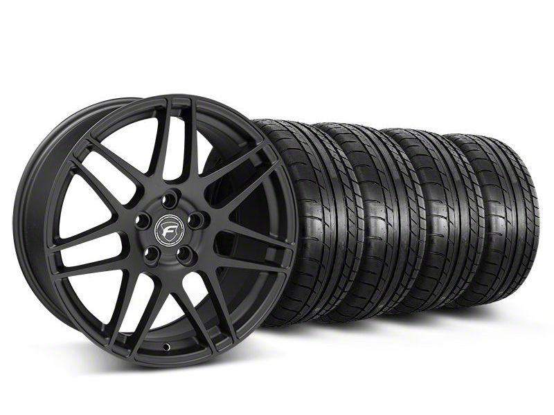 Staggered Matte Black Forgestar F14 Monoblock Wheel & Mickey Thompson Tire Kit - 19x9/10 (05-14 All)
