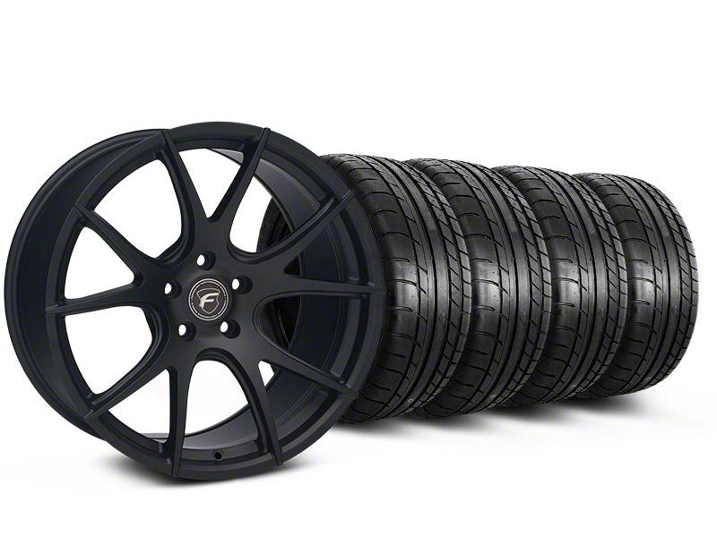 Staggered Matte Black Forgestar CF5V Monoblock Wheel & Mickey Thompson Tire Kit - 19x9/10 (05-14 All)