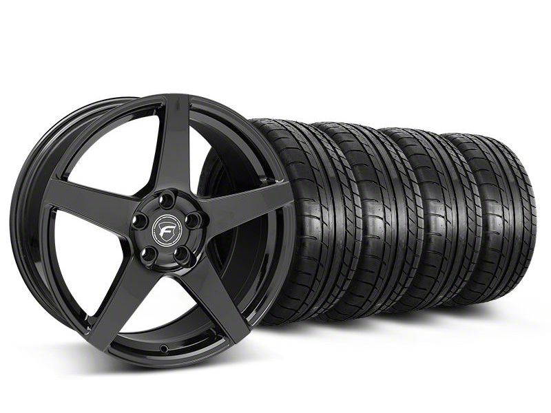 Staggered Gloss Black Forgestar CF5 Monoblock Wheel & Mickey Thompson Tire Kit - 19x9/10 (05-14 All)