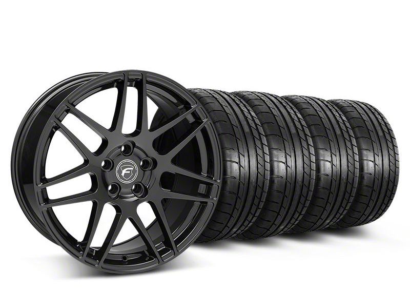 Staggered Piano Black Forgestar Wheel & Mickey Thompson Tire Kit - 19x9/10 (05-14 All)