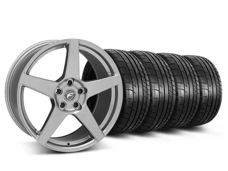Staggered Gunmetal Forgestar CF5 Monoblock Wheel & Mickey Thompson Tire Kit - 19x9/10 (05-14 All)