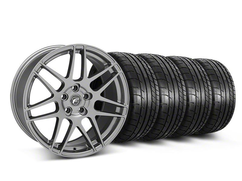 Staggered Gunmetal Forgestar F14 Monoblock Wheel & Mickey Thompson Tire Kit - 19x9/10 (05-14 All)