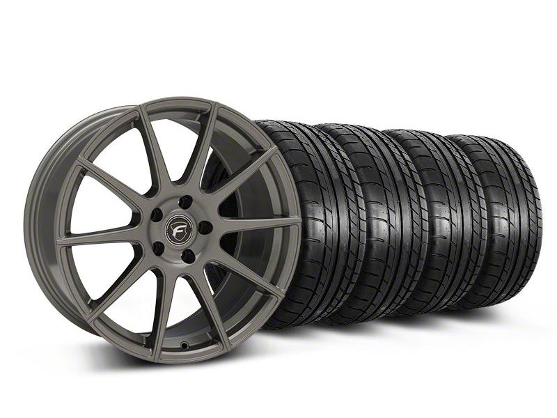 Staggered Gunmetal Forgestar CF10 Monoblock Wheel & Mickey Thompson Tire Kit - 19x9/10 (05-14 All)