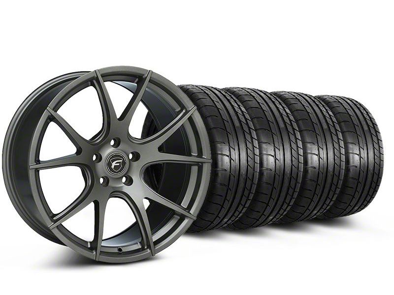 Staggered Gunmetal Forgestar CF5V Monoblock Wheel & Mickey Thompson Tire Kit - 19x9/10 (05-14 All)