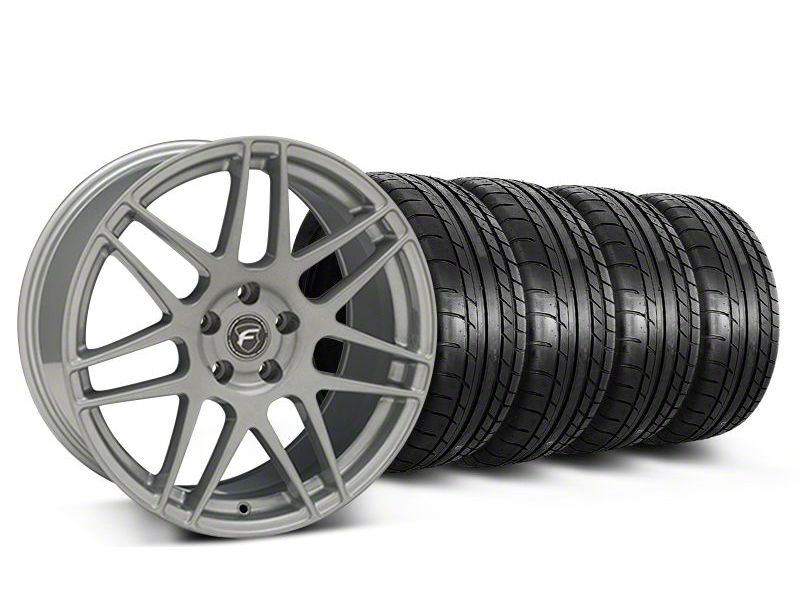 Staggered Silver Forgestar F14 Monoblock Wheel & Mickey Thompson Tire Kit - 19x9/10 (05-14 All)