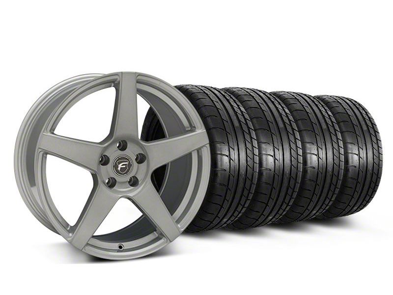 Staggered Silver Forgestar CF5 Monoblock Wheel & Mickey Thompson Tire Kit - 19x9/10 (05-14 All)