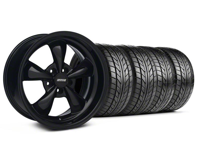 Staggered Solid Black Bullitt Wheel & NITTO Tire Kit 18x9/10 (99-04 All)