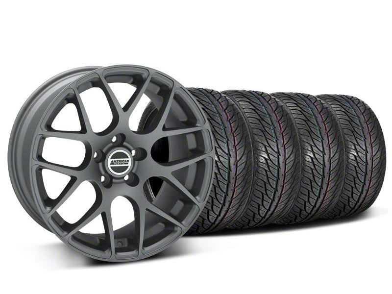 Staggered Charcoal AMR Wheel & General Tire Kit - 19x8.5/10 (05-14 All)