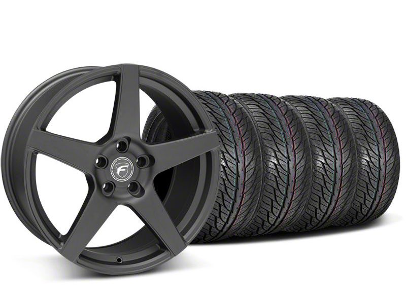 Staggered Matte Black Forgestar CF5 Wheel & General Tire Kit - 19x9/10 (05-14 All)