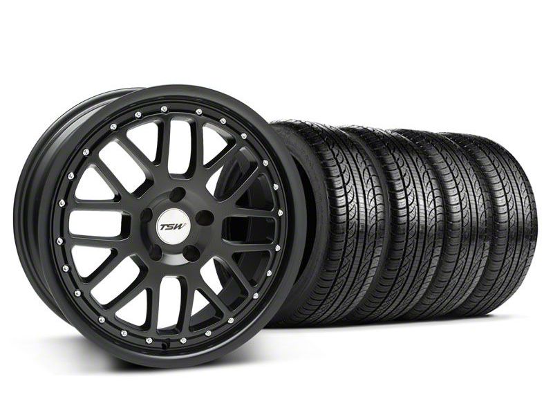 Staggered Matte Black TSW Valencia Wheel & Pirelli Tire Kit - 19x8/9.5 (05-14 GT, V6)