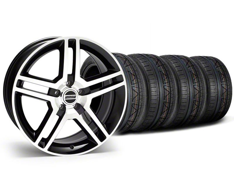 Staggered Black Machined 2010 Style GT500 Mustang Wheel & NITTO Invo Tire Kit - 18x9/10 (05-14 All)