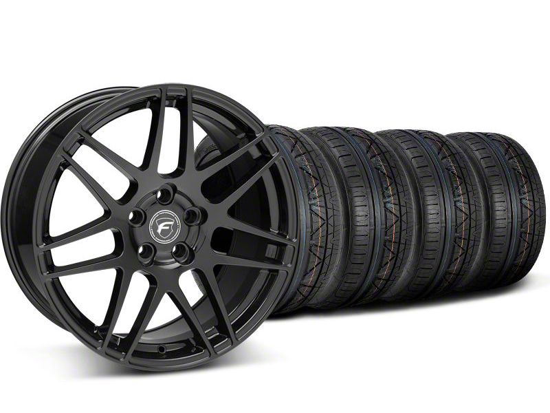 Staggered Piano Black Forgestar F14 Monoblock Wheel & Nitto Invo Tire Kit - 18x9/10 (05-14 All)