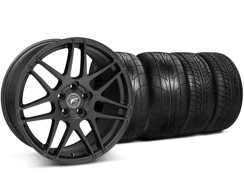 Staggered Matte Black Forgestar F14 Monoblock Wheel & NITTO Tire Kit - 20x9/11 (05-14 All)