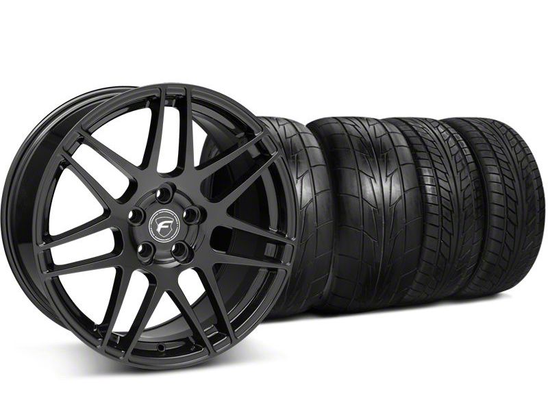 Staggered Gloss Black Forgestar F14 Monoblock Wheel & NITTO Tire Kit - 20x9/11 (05-14 All)
