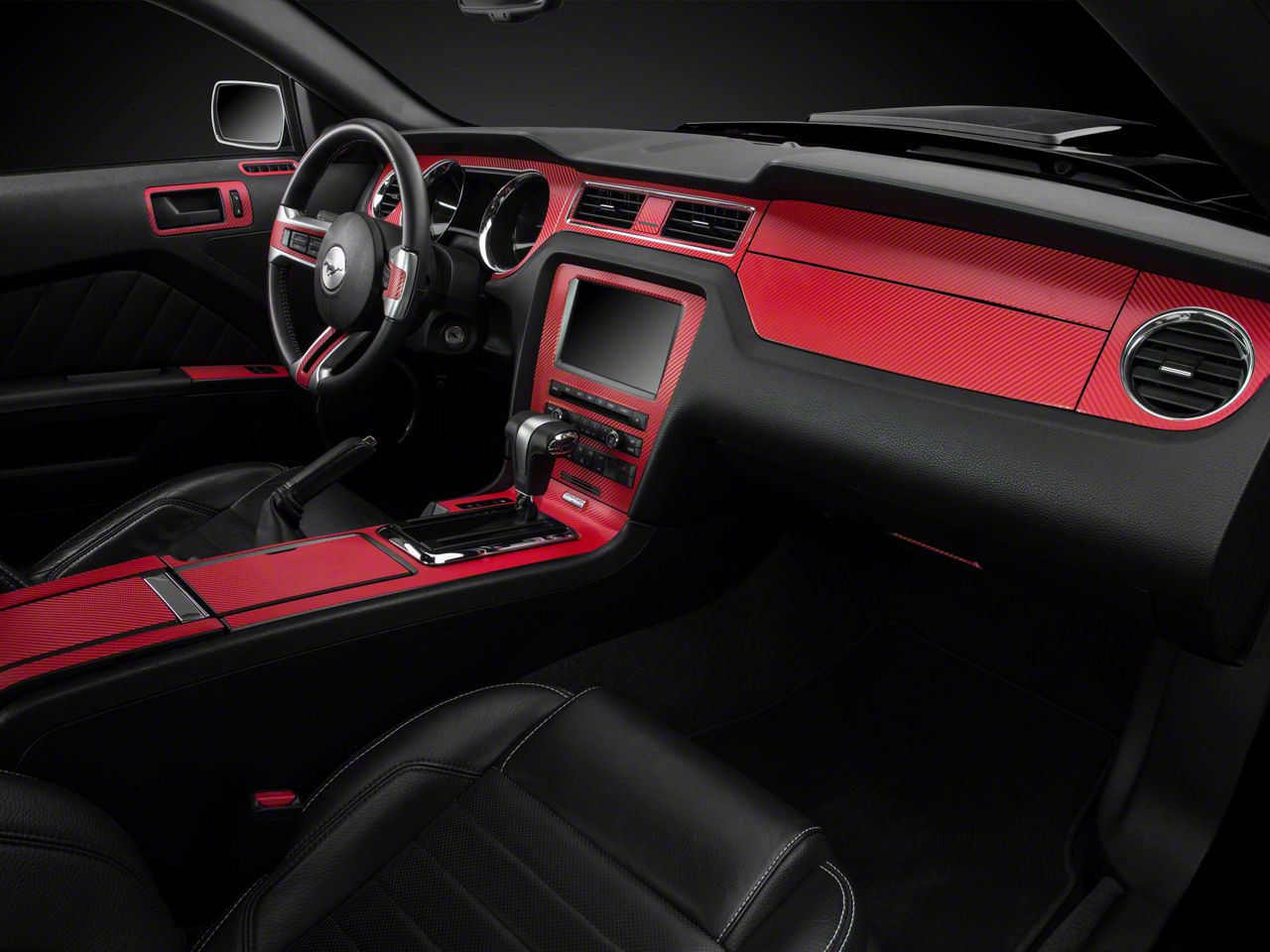 Mustang Red Carbon Fiber Dash Overlay Kit (1014 All) Free Shipping
