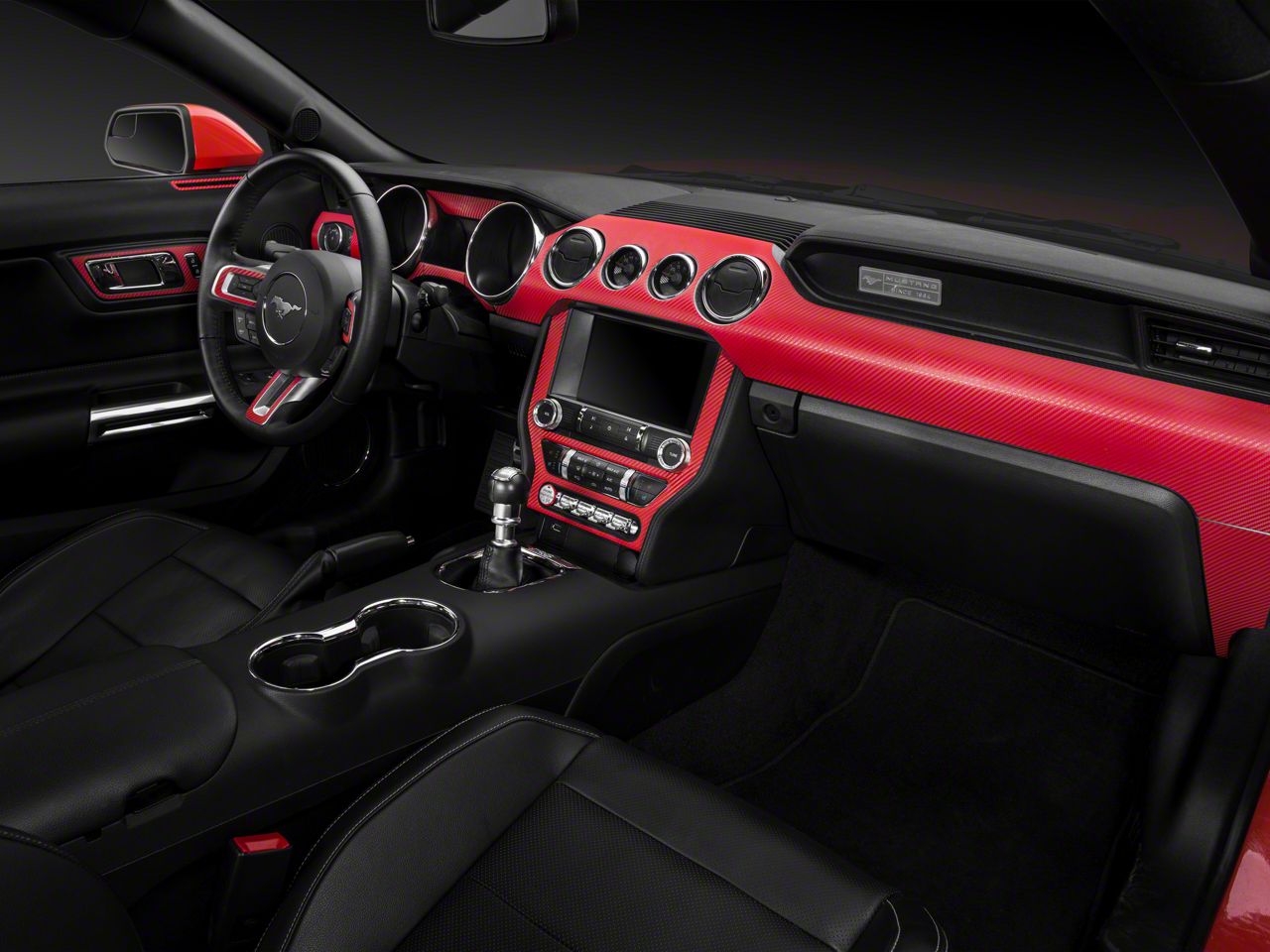 Red Carbon Fiber Mustang Dash Kit (15-17 All) - Free Shipping 65 mustang radio wiring diagram 