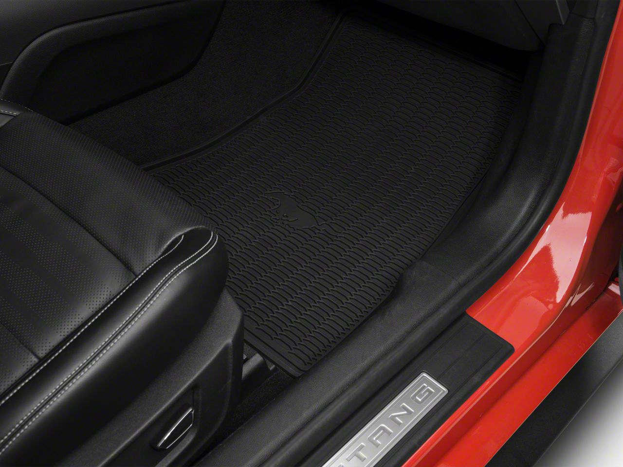Ford Mustang Black All Weather Floor Mats w/ Running Pony Logo FR3Z