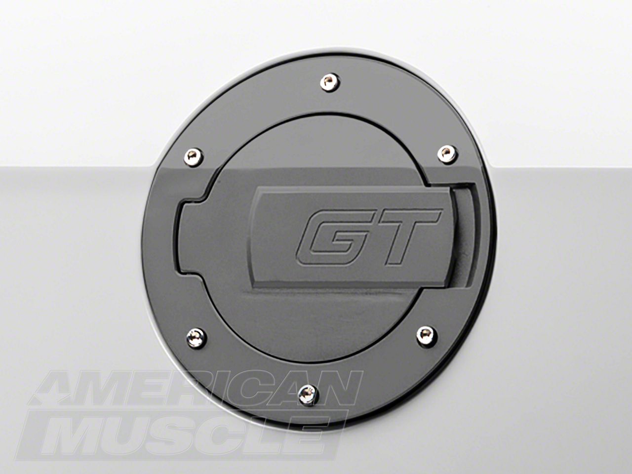 MMD Black Billet Aluminum Fuel Door - GT Logo (10-14 All)