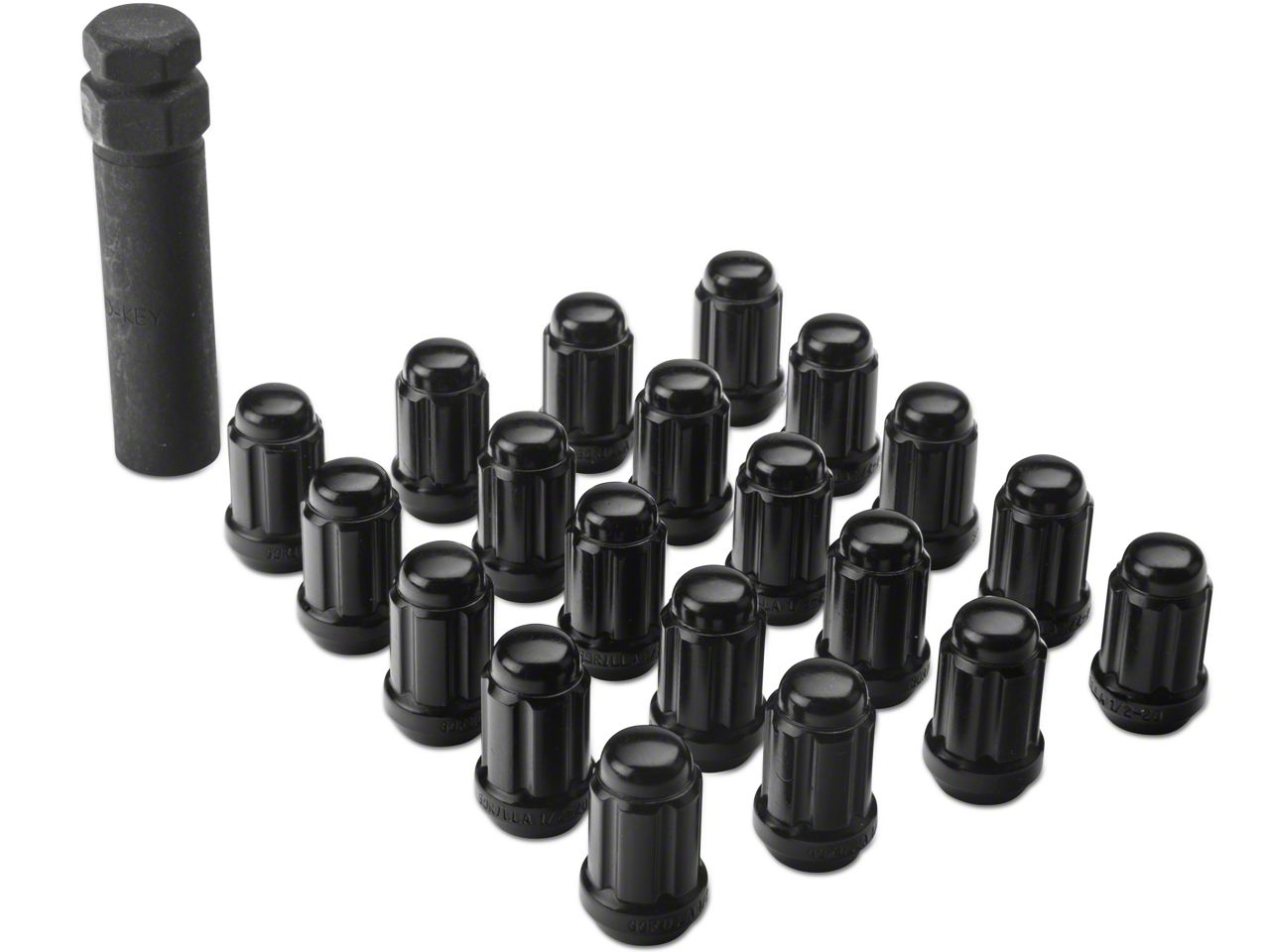 Black Mustang 6 Spline Lug Nuts w/ Key - 1/2 in. x 20 (79-14 All