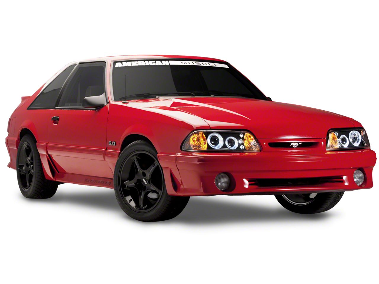 Black One Piece Projector Headlights - LED Halo (87-93 All)
