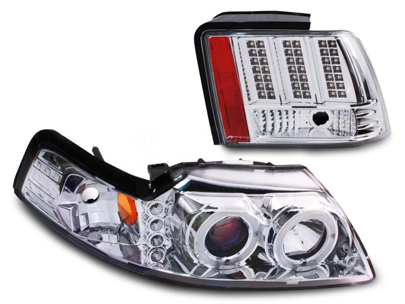 Chrome Projector LED Headlight and LED Tail Light Combo (99-04 GT, V6, Mach 1)