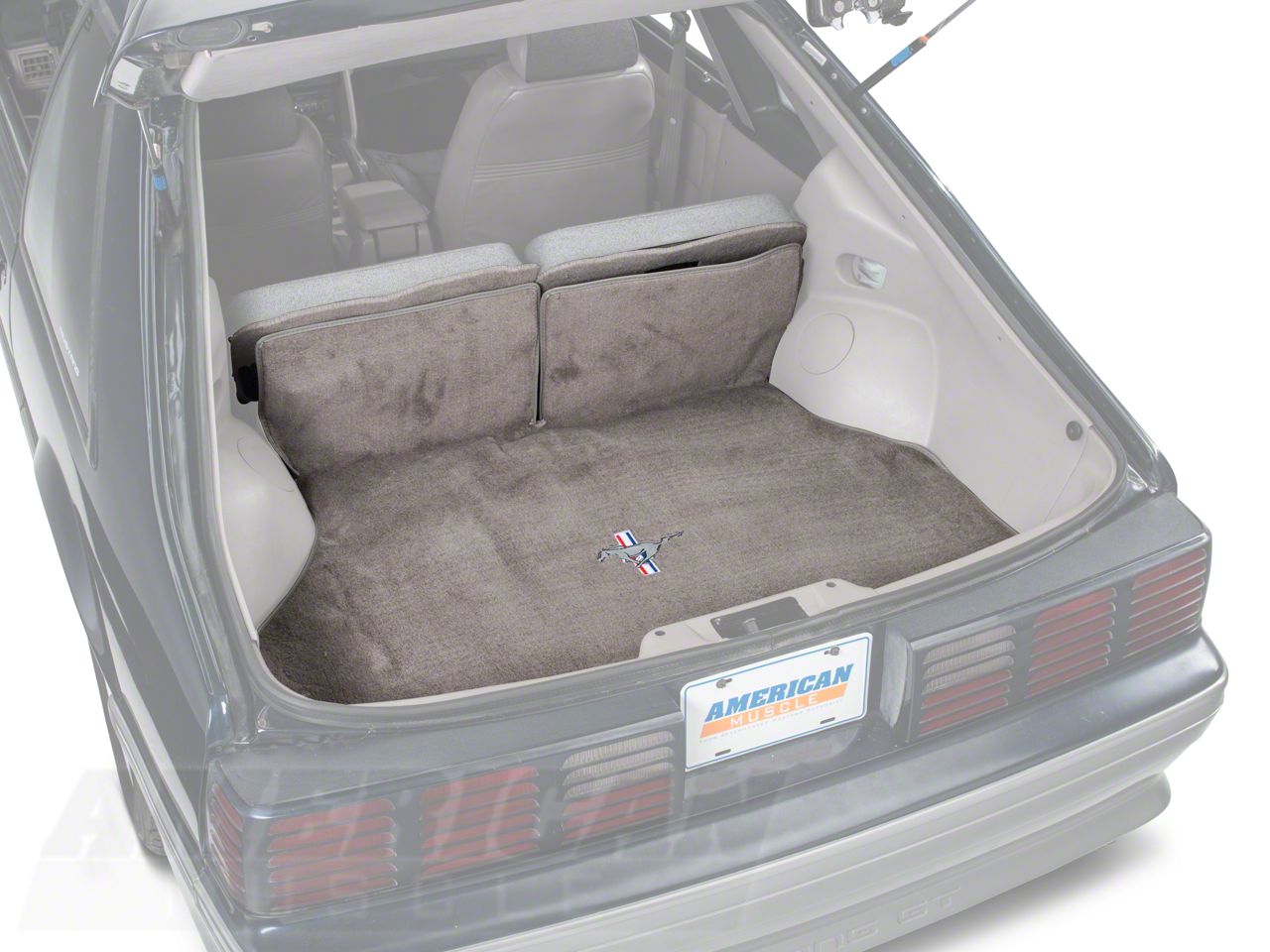 Replacement Hatch Carpet - Smoke Gray w/ Pony Logo (87-93 All)