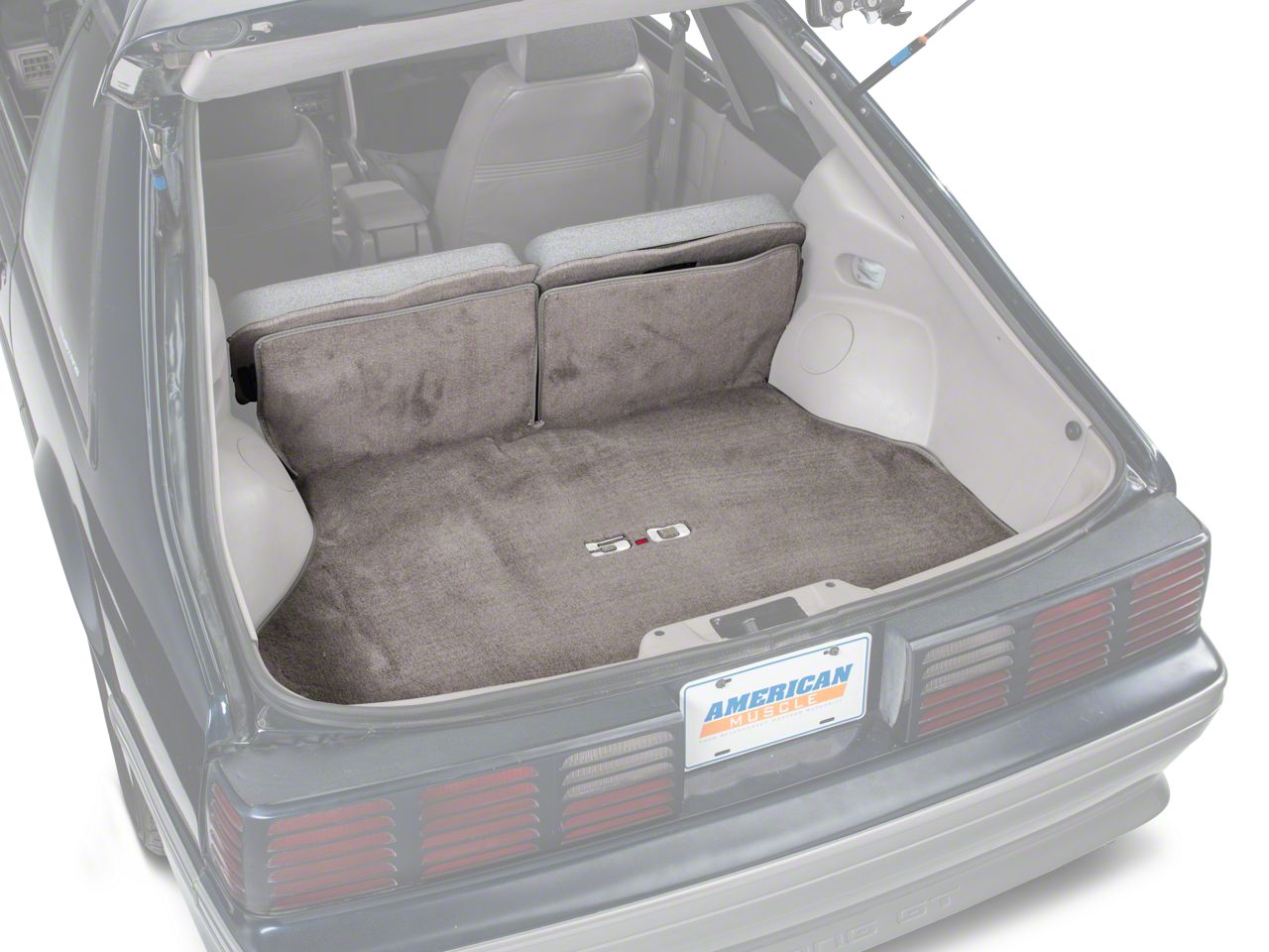 Replacement Hatch Carpet - Smoke Gray w/ 5.0 Logo (87-93 All)