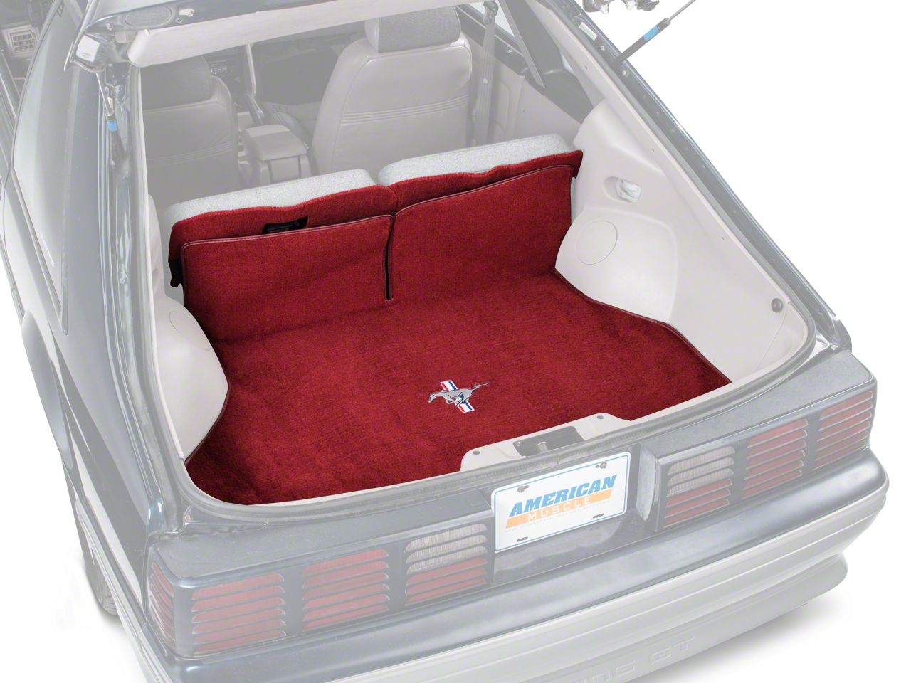 Replacement Hatch Carpet - Red w/ Pony Logo (87-93 All)