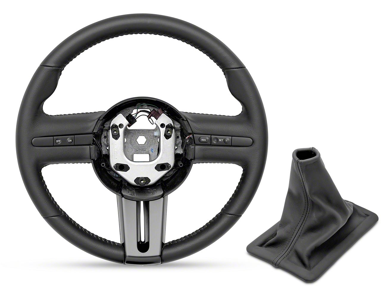 Ford Racing GT500 Steering Wheel and Shift Boot - Black Stitching (05-09 All)