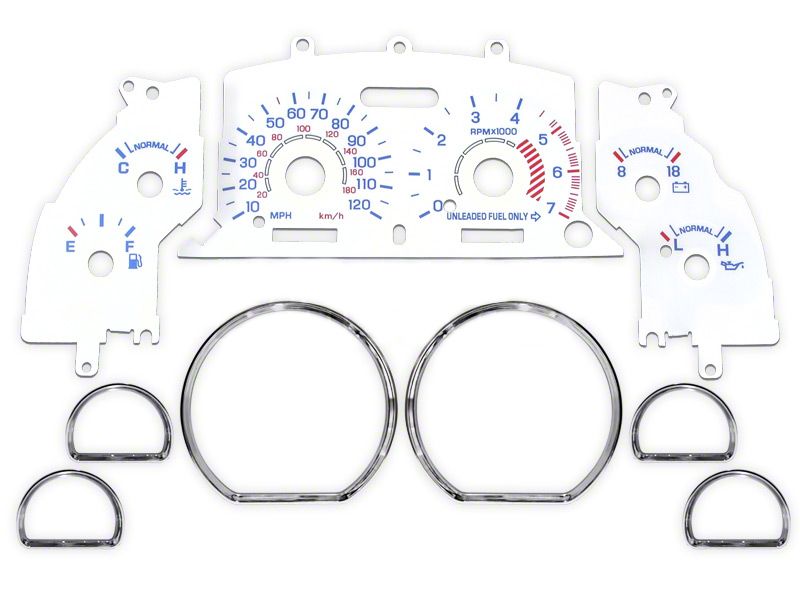 White Face Gauge and Chrome Ring Kit (94-98 V6)
