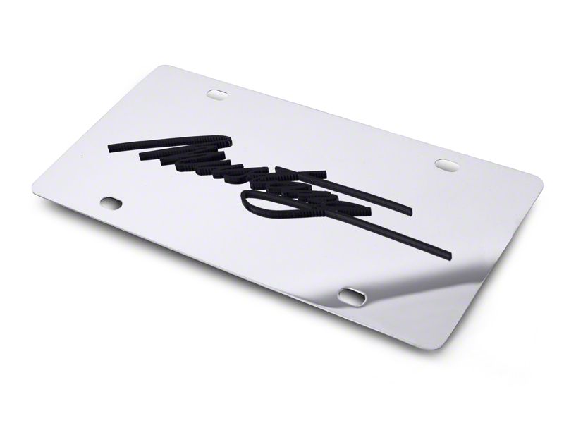 Front License Plate - Black Mustang Script (79-13 All)