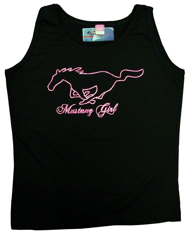 Mustang Girl Black w/ Pink Pony Tank Top - Women
