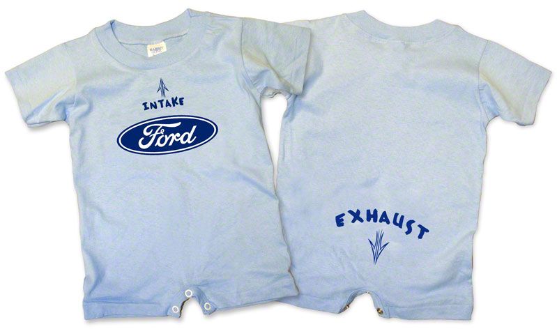 Ford Intake & Exhaust Blue Mustang Romper - 12 Months